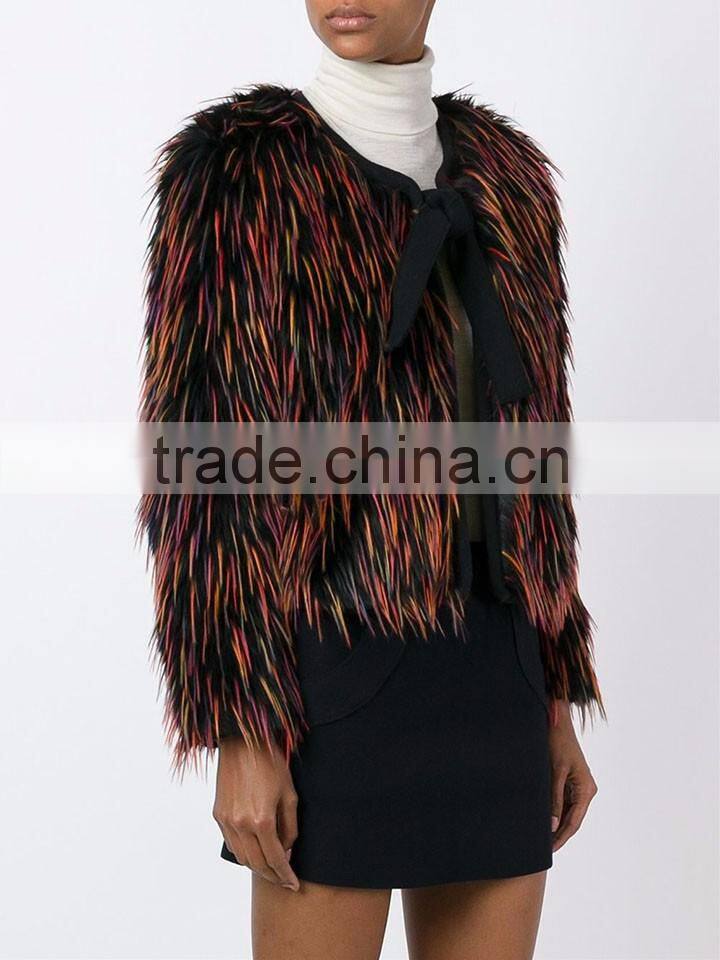 Shandao OEM fine quality long sleeve fashional polyester denmark mink fur coat