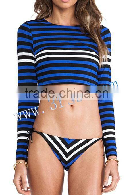 2014 women's stripe UPF50+rash t shirt