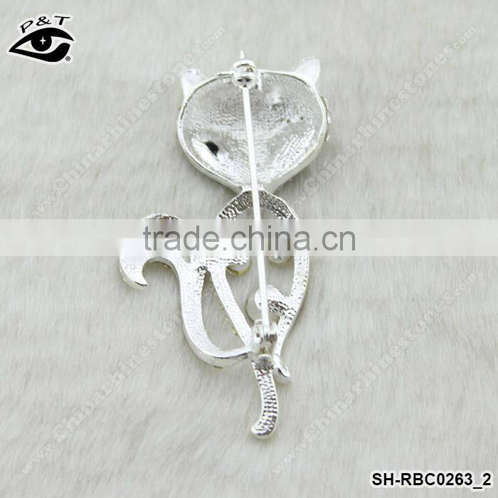 Fox Design Rhinestone brooch Crystal pins wholesale brooches for wedding invitation cards