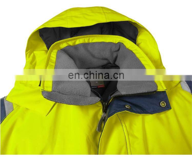 Hi vis Waterproof coverall with cotton-padded winter work clothing