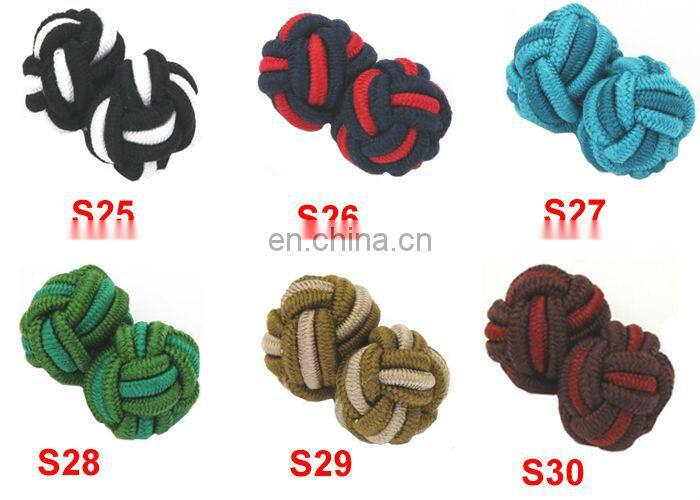 High Quality Multicolor Silk Knot Cufflinks Elastic Cuff links Fabric Cufflinks