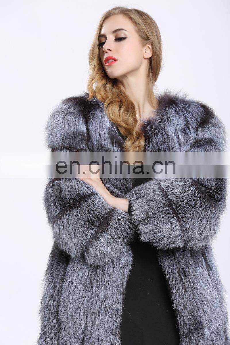 Latest Women Fashionable Fox Fur Jacket Lovely Beautifur Real Silver Fox Fur Coat Sex