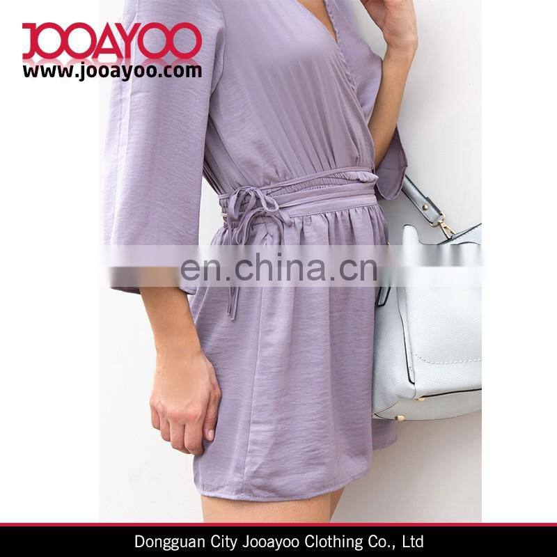 New Style Wrap Over V-Neckline Long Sleeves Elasticated Waistline Playsuits