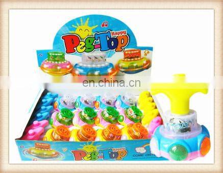 New product Plastic kids musical flash electric spinning top toy