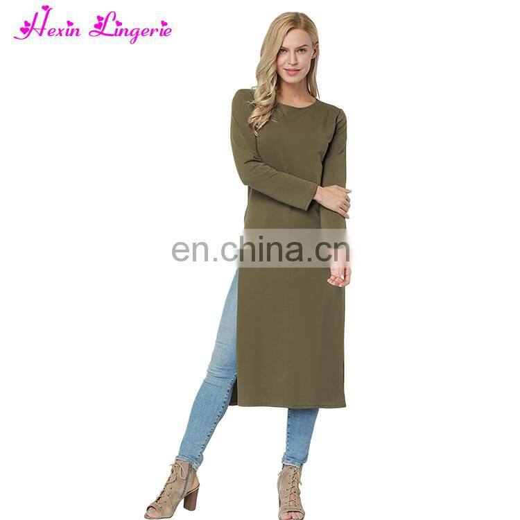 Factory Price Sexy Front Split Long Sleeve clothes long one piece women dress 2017