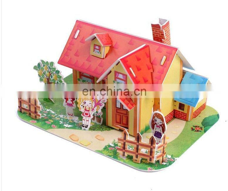 Custom promotional 3D building house puzzle educational toy