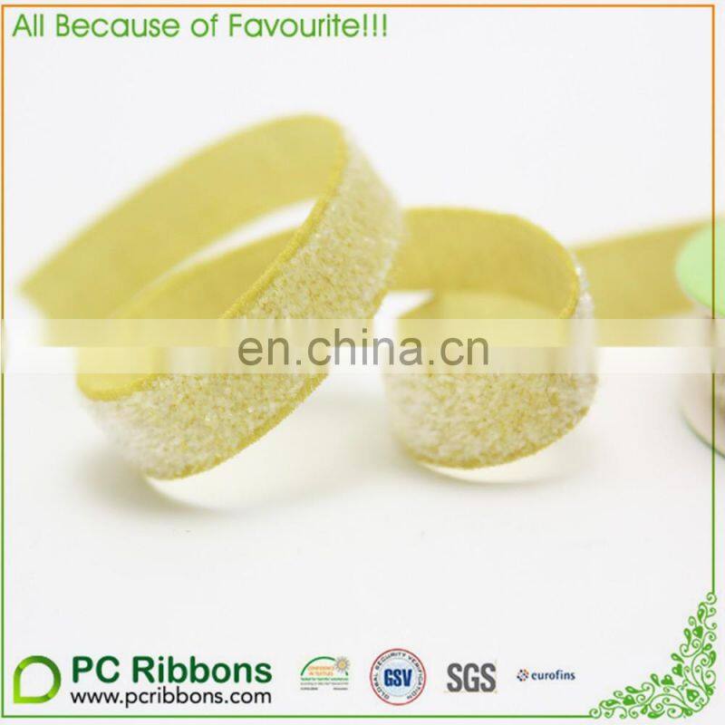 hot sale 3/8" frosted glitter metallic elastic velvet ribbon