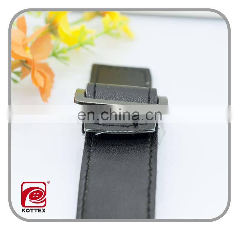 Leather Toggle belt button with metal buckle for coats