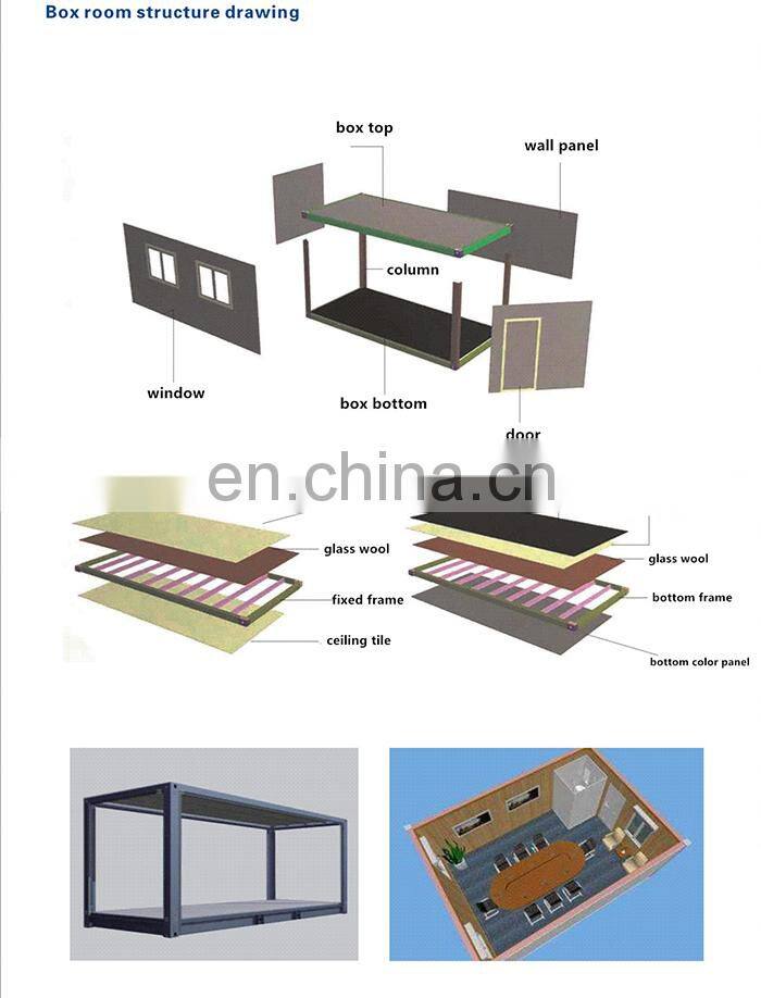 luxury modular flat pack container house with toilet bathroom office