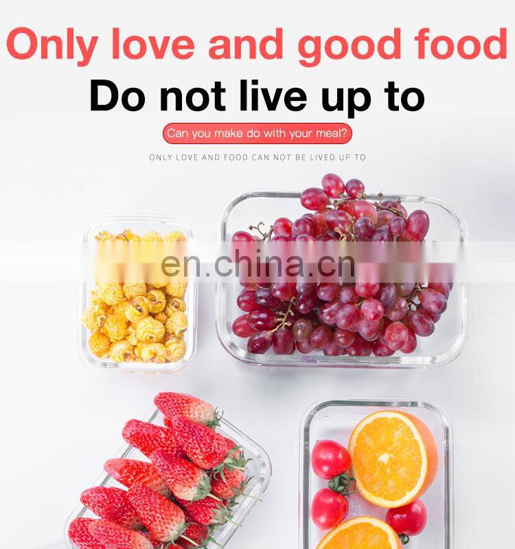 Square Borosilicate Glass Food Container Lunch Box