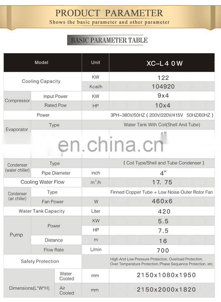 50hp Stainless steel water cooled chiller machine for plastic machine