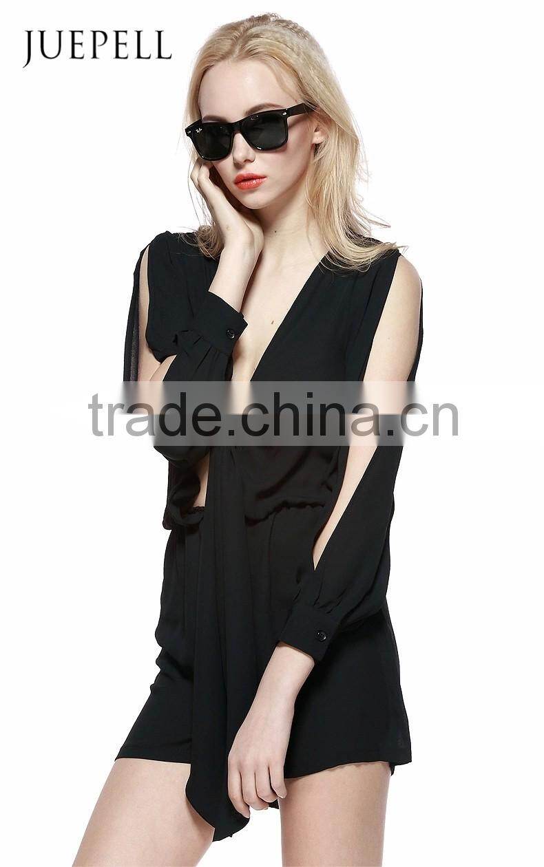 Contemporary Sexy Deep V-Neck Chiffon Jumpsuit for Women