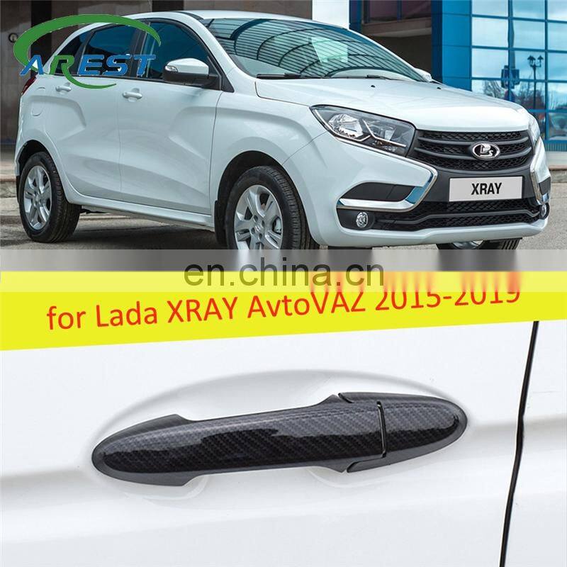 for Lada XRAY AvtoVAZ 2015 2016 2017 2018 2019 4 PCS Carbon Fiber Door Handle Cover Catch Trim Set Car Cap Styling Accessories