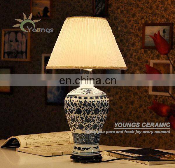 chinese antique blue and white porcelain ceramic desk table lamp