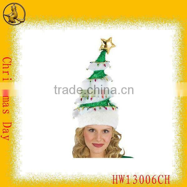 Fashion Luxurious Green Christmas Santa Hat for Girls