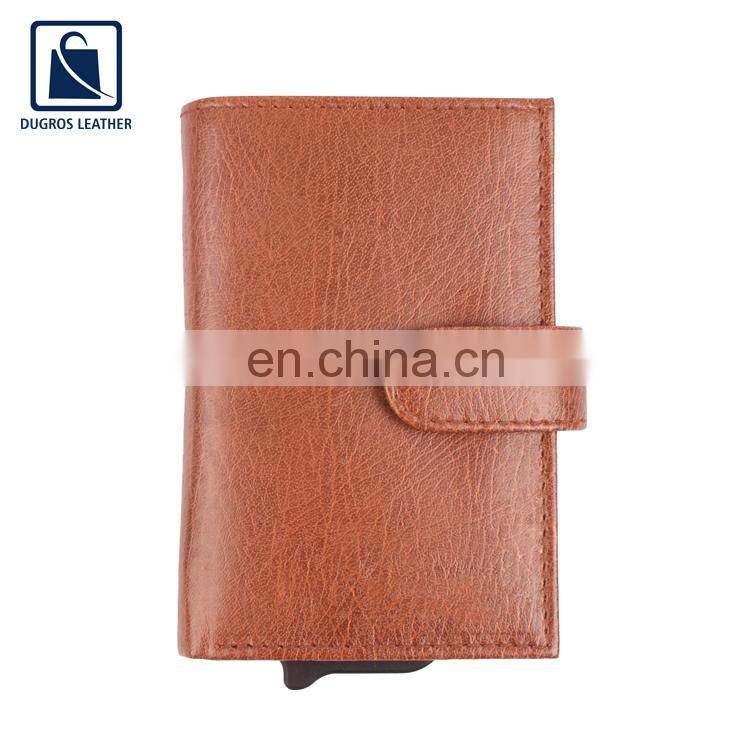 High Quality Fashion Style Loop Closure Type Nickle Fittings Short Length Genuine Leather Men's Slim Wallet at Low Price