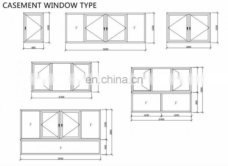 France Style Aluminum Extrusion House Window Plans for Casement Windows