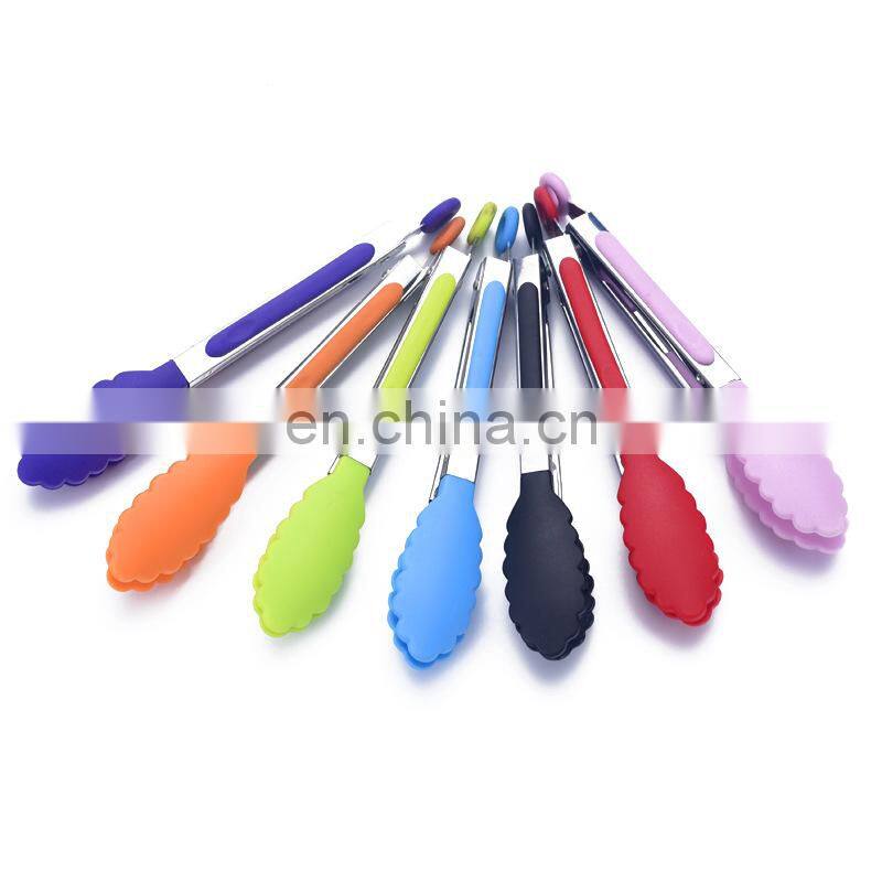 8 inch Silicone Food Tong Stainless Steel Kitchen Tongs Silicone Cooking Clip Clamp BBQ Tools Grill Kitchen Accessories
