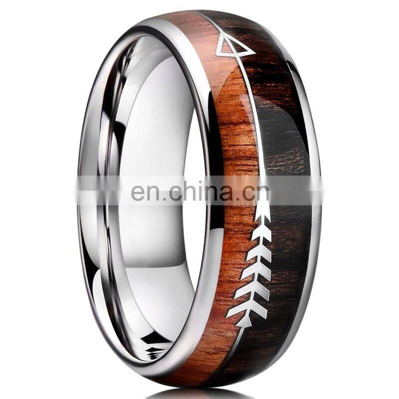 2020 Fashion Trendy Simple Casual Sporty Stainless Steel Rose Gold Arrow Wood Grain Ring for Men Women Jewelry Never Rust Rings