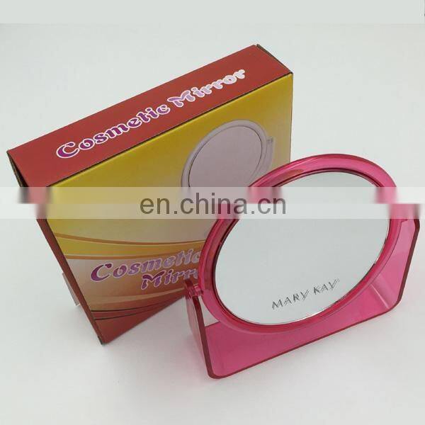 Custom Foldable Double Sides Plastic Cosmetic Standing Table Makeup Mirror
