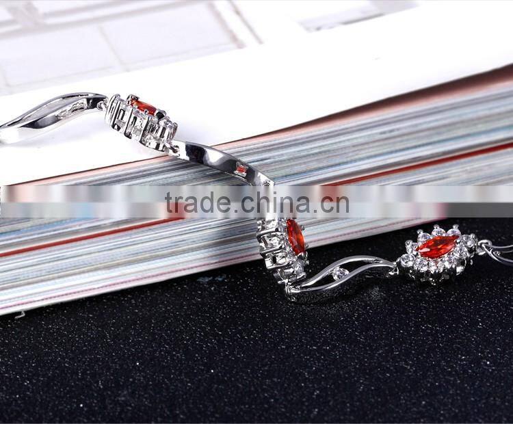Casual Style Jewelry Fashion Flower Charms Platinum Plated Brass Jewelry Bracelet
