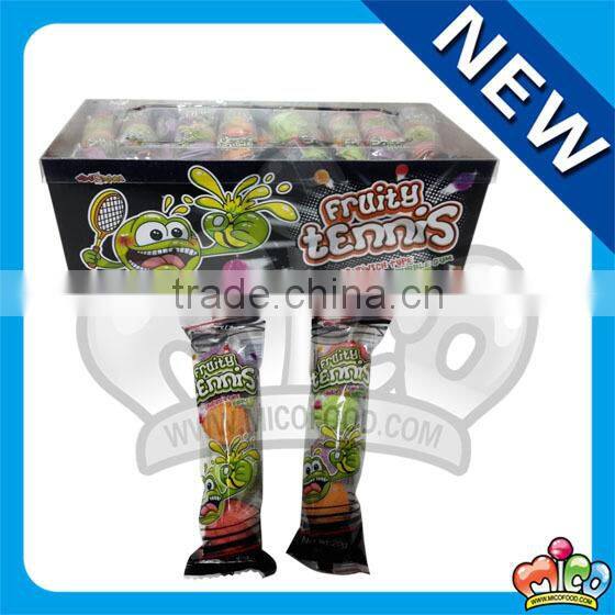 4pcs tennis bubble gum with sour powder