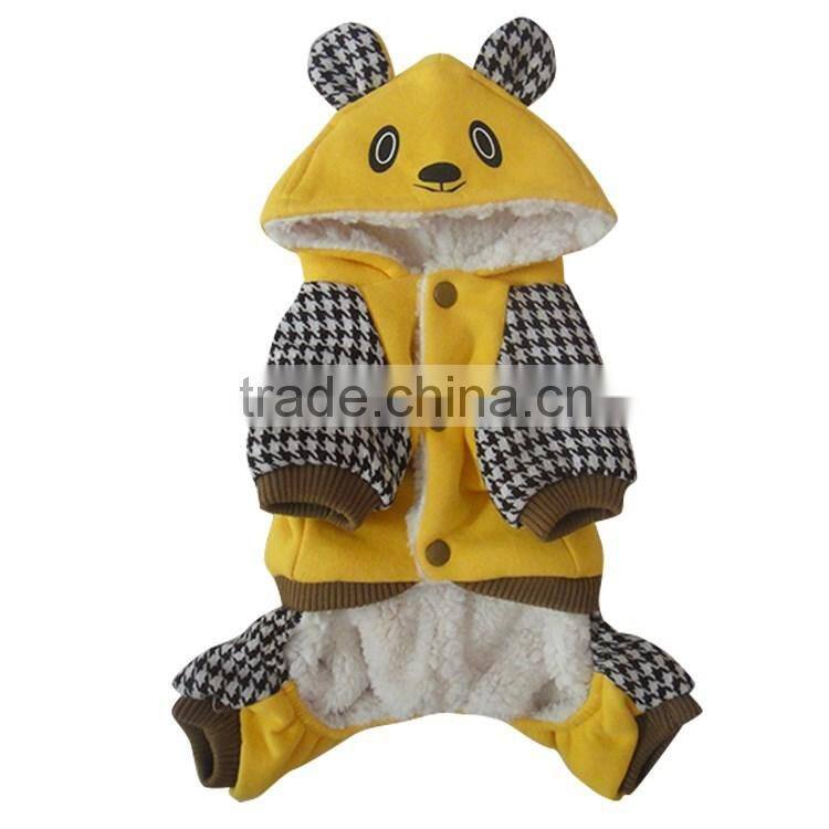 Cartoon bear four-foot thick warm yellow pet dog sweater