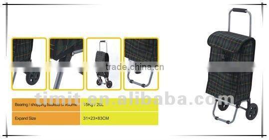 Simple Design Practical Aluminum 2 Wheels Foldable Black Shopping Trolley Cart