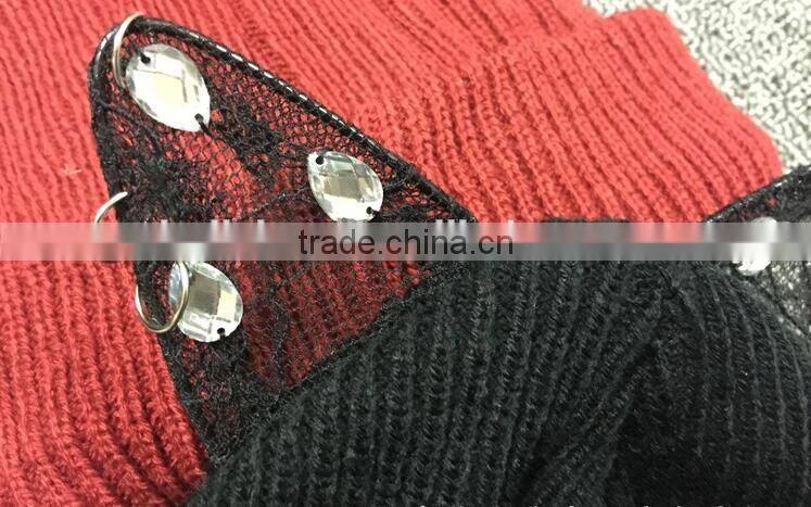 Hot Selling Super Star Rihanna Same Style Lace Cat Ear with Jewelry Embroidery Ladies Hat