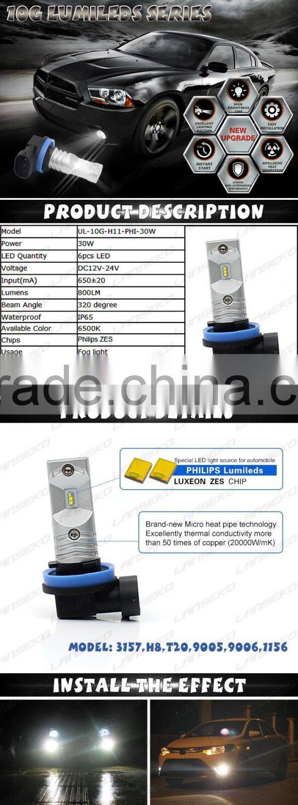 LANSEKO brand LED fog Lights for Auto Headlight 1156/T20/1157/3156/3157/H11/7440/7443 car led bulb