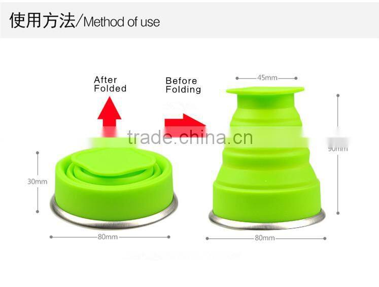 Healthy Life FDA Grade Folding Silicone Foldable Water Cup for Travel Drinking