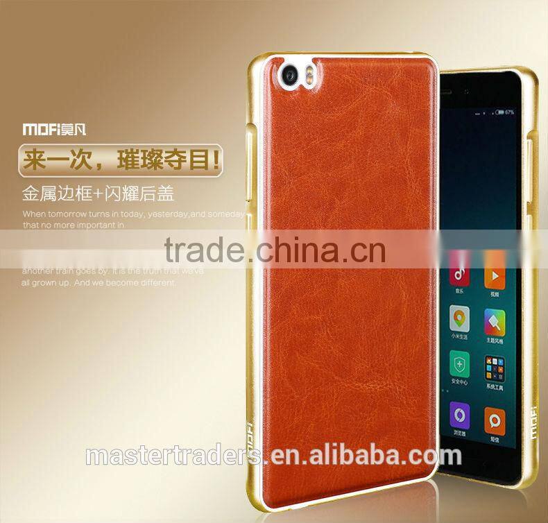 Original MOFI PU Leather Back Cover Case With Metal Frame For Xiaomi Note MT-3403
