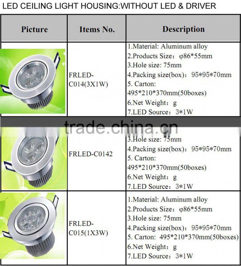 3w LED ceiling light component aluminum alloy round environmental,wilely used for shopping mall,hotel,household,supermarket