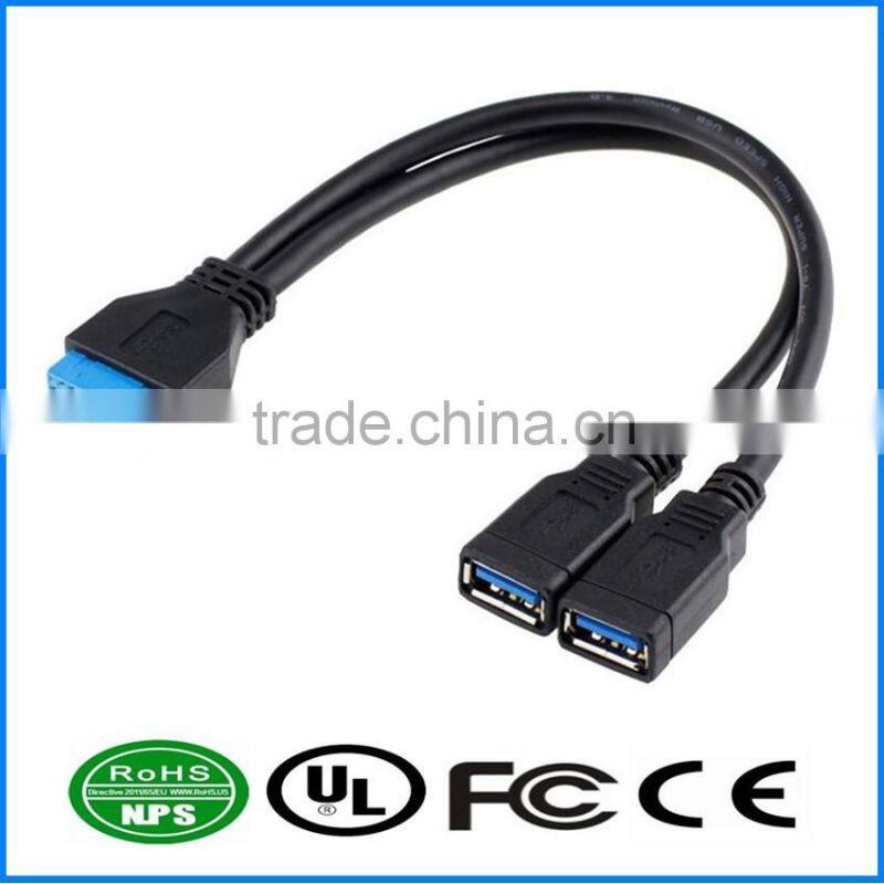 USB3.0 Cable 20Pin To Dual AF Cable Dual USB Hub Extension Cable