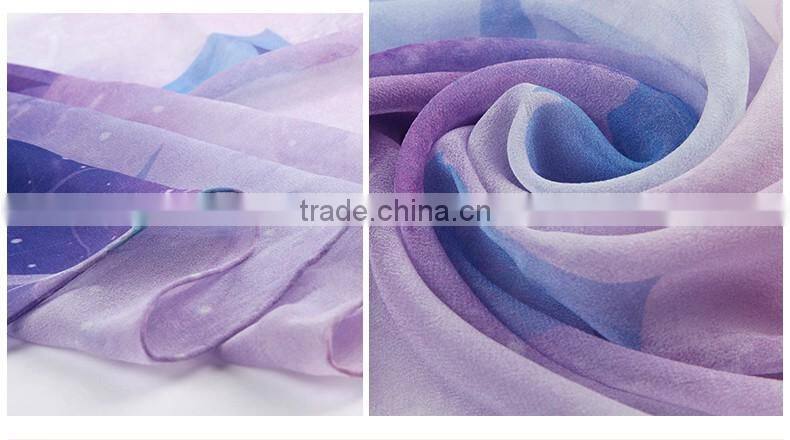 2016 summer high quality digital printed 100%pure silk scarf, hangzhou factory silk scarf shawl,modern vintage style scarf