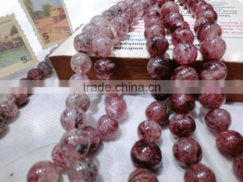 Center Drilled Polished Natural Strawberry Quartz Loose Round Beads 4mm ,6mm,8mm,10mm,12mm,16mm Round Beads for Bracelet Making