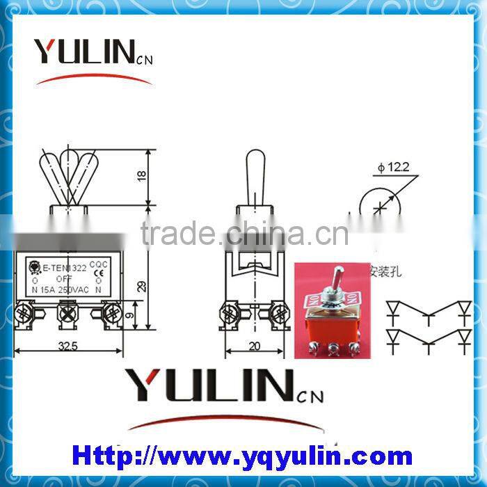 YULIN 1322 6Pins Screw Terminal 6Amp Mini ON-OFF-ON Toggle Switch