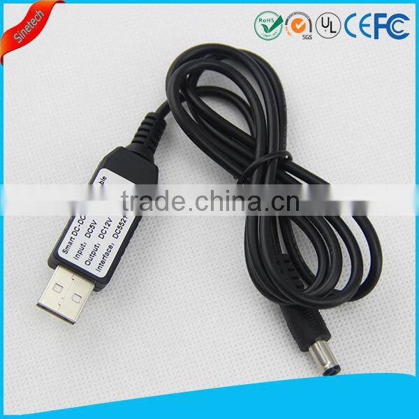USB DC 5V to 12V Step-Up 2.1mmx5.5mm Plug Converter Adapter Cable