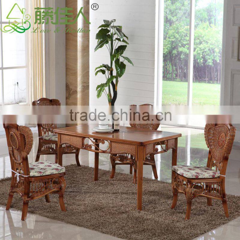 2015 High Quality Indoor bamboo Cane 123 sofa sets Vintage Rattan Furniture for salon