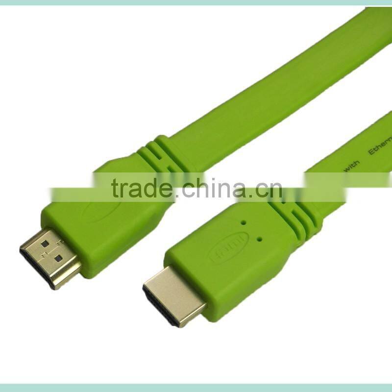 V1.4 Flat HDMI Cable with Ethernet and Gold connector support 3D