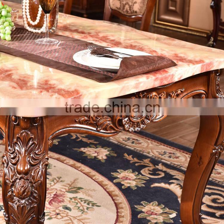 Commercial furniture artificial marble top rectangle pedestal dining table