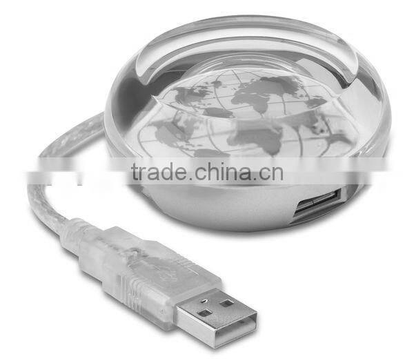 Colorful LED Night Light Cute Round USB Hub 2.0 4 Ports