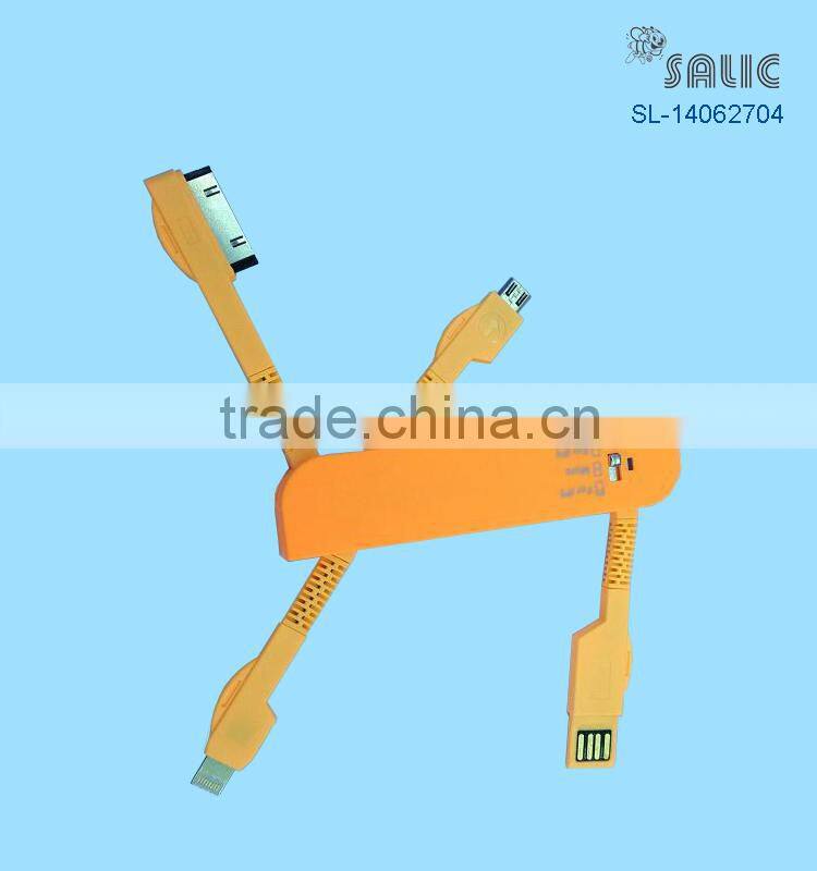 2015 Newest design swiss army knife 3 in 1 usb data cable