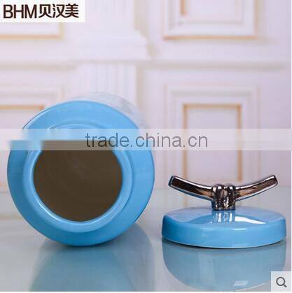 Love blue small size food grade ceramic jars for home deco