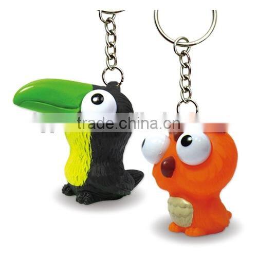 Custom animal keychain squeeze ,OEM pvc squeeze keychain animal,3D Cartoon eyes pop out keychain