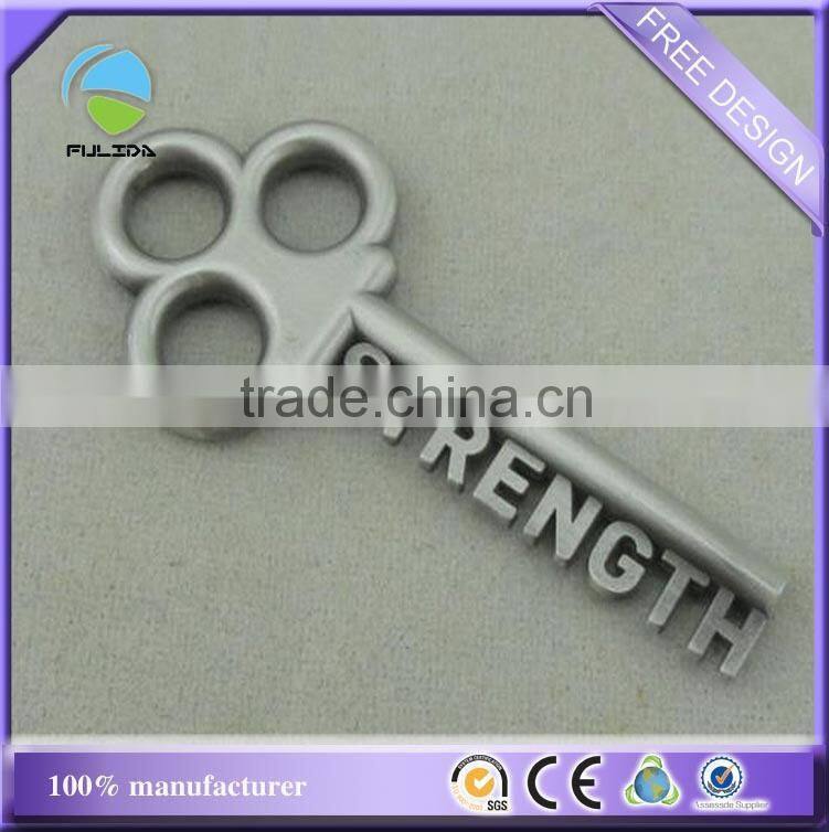 custom key shaped metal red enamel promotional pin badge