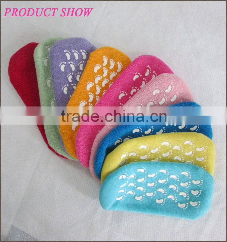 colorful cotton spa gel socks for foot care, crack foot treatment gel socks