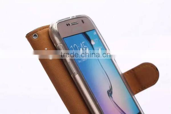 Phone case Empty thread Polka Dot PU+ TPU wallet case with stand, For Samsung galaxy S6 edge leather case