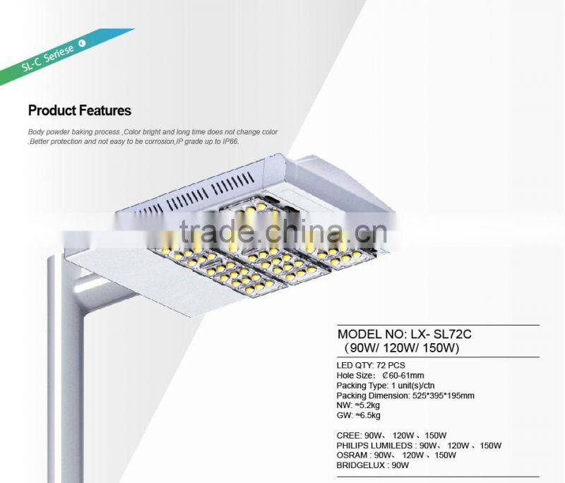 CE Rohs Approved 100-140lm/W, Lens Kit for Different Beam Angle, Meanwell Driver, 120W Street Light LED Price