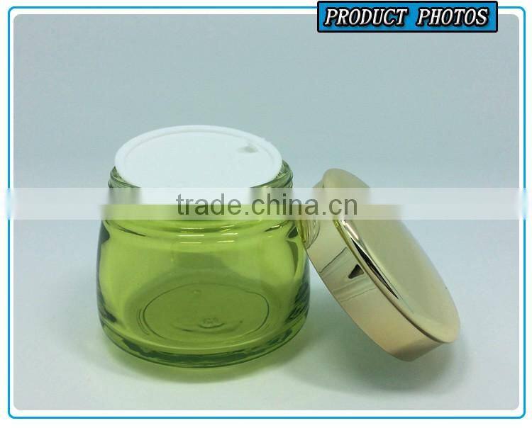 120ML Green and Pink coloured glass cosmetic jar